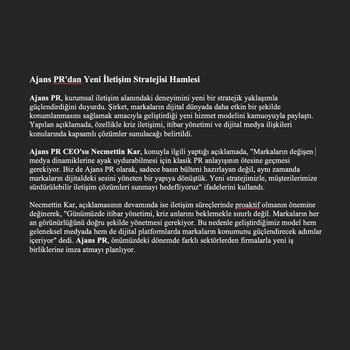 Basın Bülteni Örneği